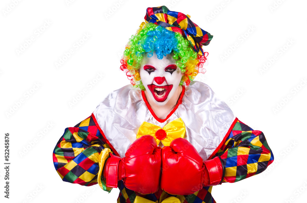 Funny clown isolated on the white Funny clown isolated on the white