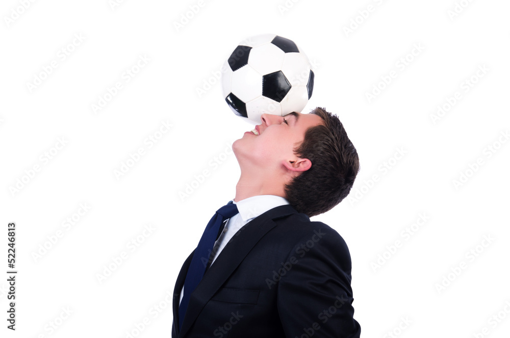 Man with football isolated on white Man with football isolated on white