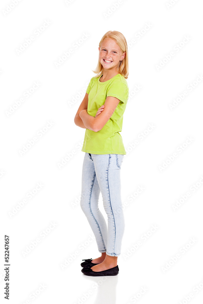 happy preteen girl side view portrait happy preteen girl side view portrait