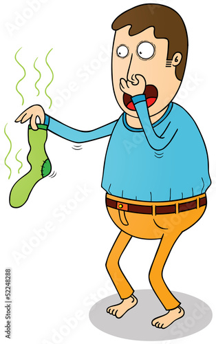 holding smelly sock