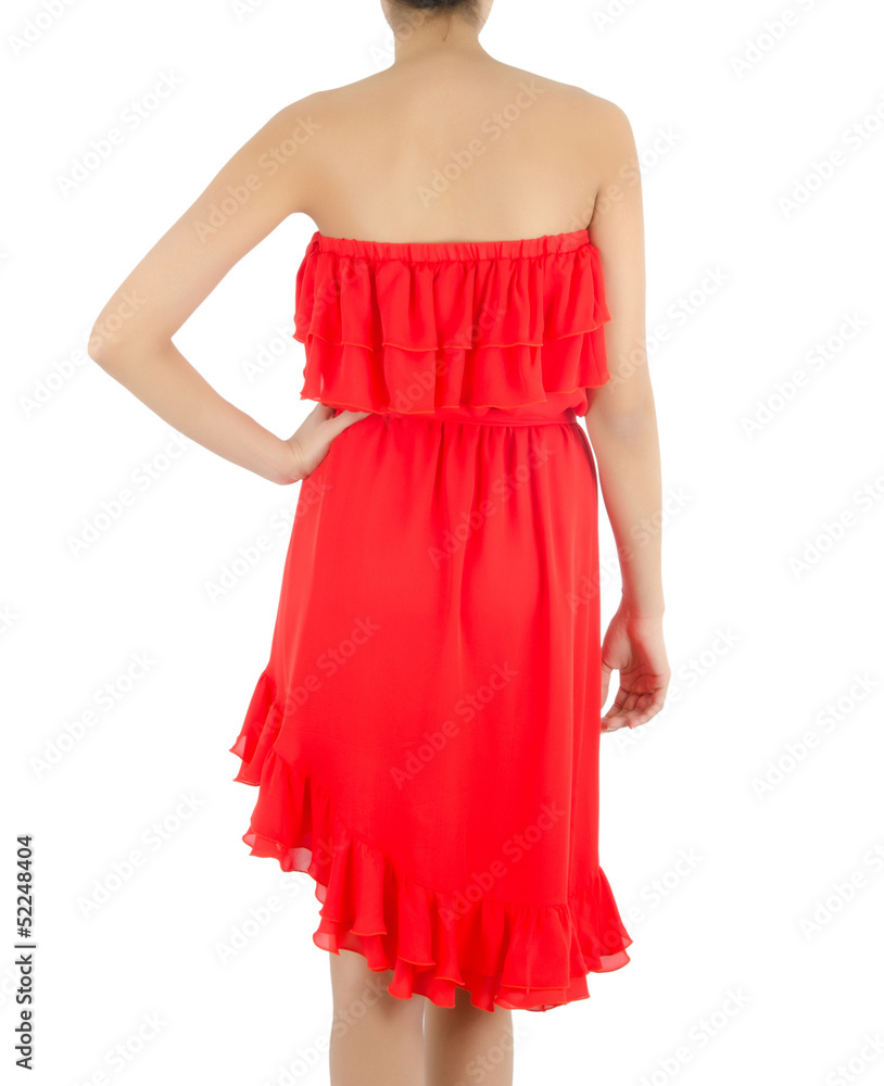 Woman in fashion dress concept on white