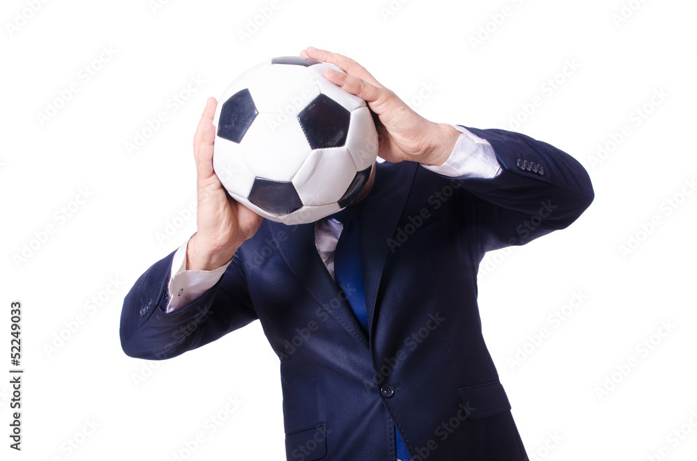Man with football isolated on white Man with football isolated on white