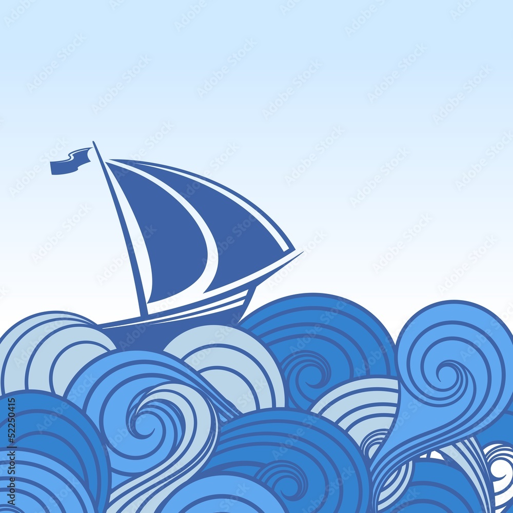 Ship in the ocean. Abstract background. Ship in the ocean. Abstract background.