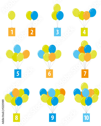 Balony i cyfry 1-10 dla dzieci