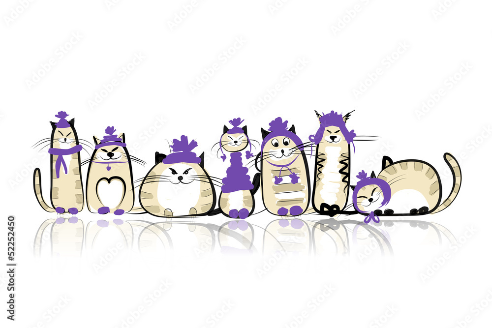Funny cats family for your design Funny cats family for your design