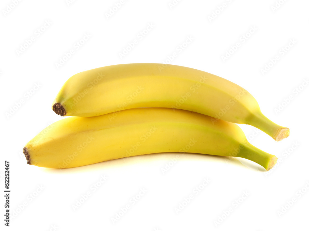 Two bananas isolated on white background (ripe). Two bananas isolated on white background (ripe).