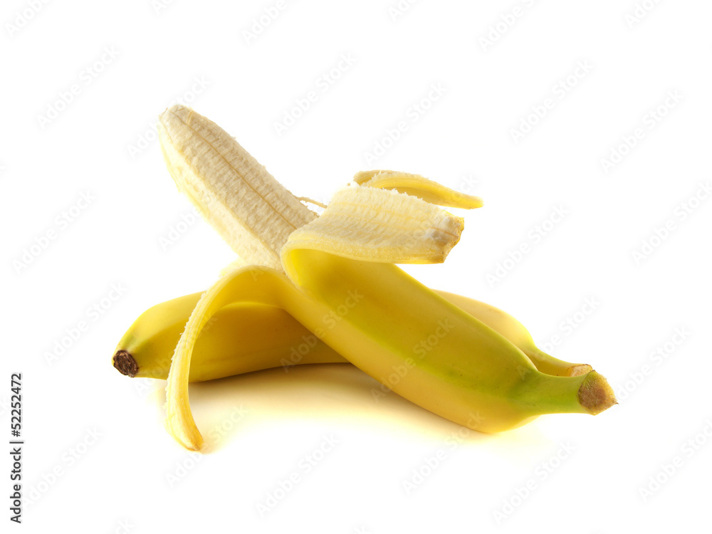 Two bananas isolated on white (opened).