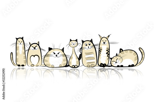 Funny cats family for your design