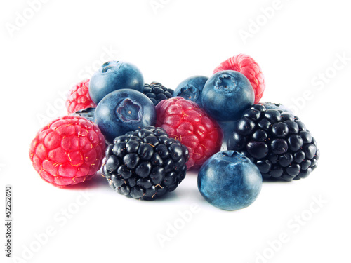 Fresh blueberries, raspberries and blackberries