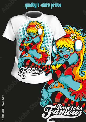 T-Shirt Print Comic Girl