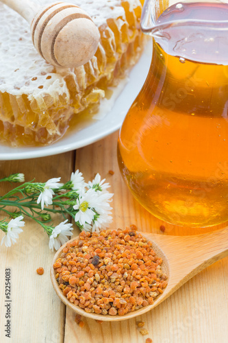 Bee products; bee pollen, beehive and honey