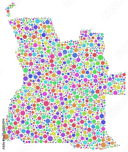 Map of Angola - Africa - in a mosaic of harlequin bubbles