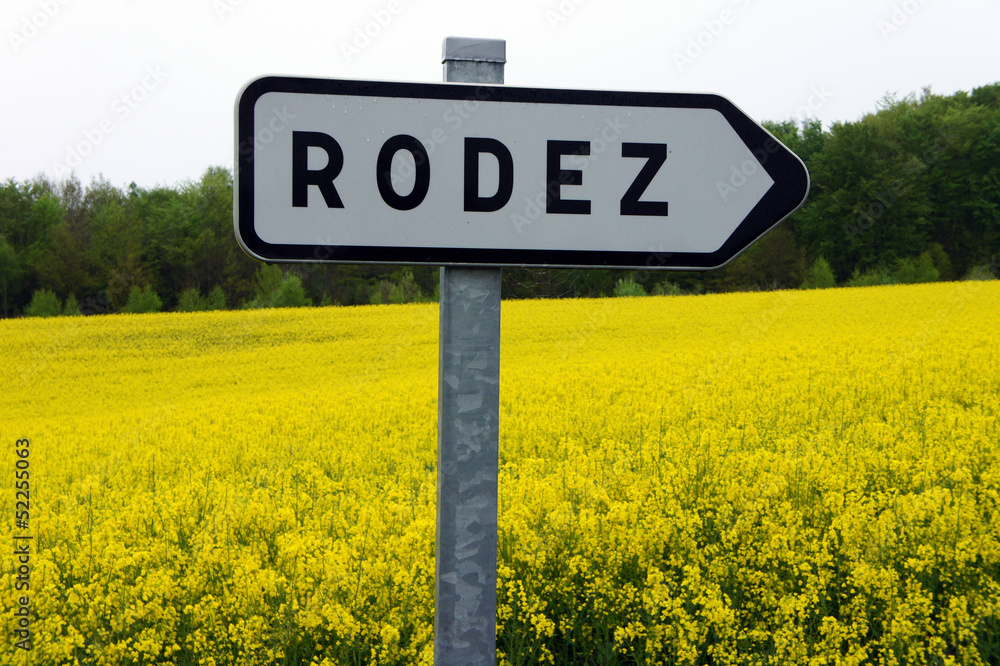 Obraz premium Panneau routier direction Rodez