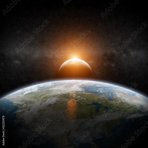 Plakat glob świat mgławica wszechświat