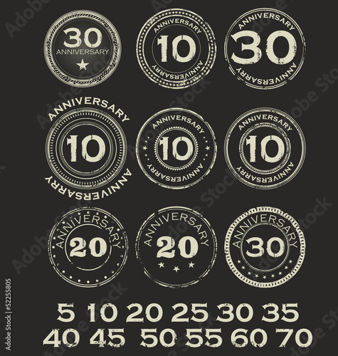 Grunge anniversary rubber stamp