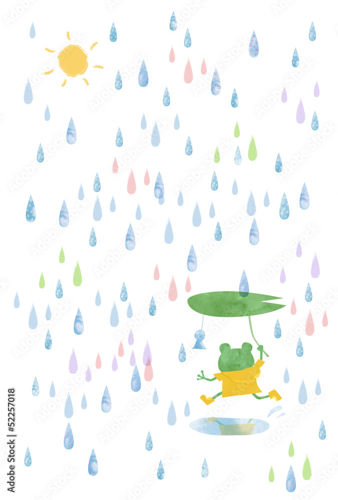 Fototapeta premium お天気雨とカエル