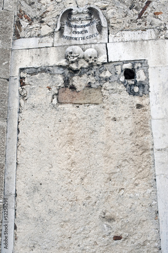 Basilica of S. Maria Colle: cemented door, Pescocostanzo,Italy