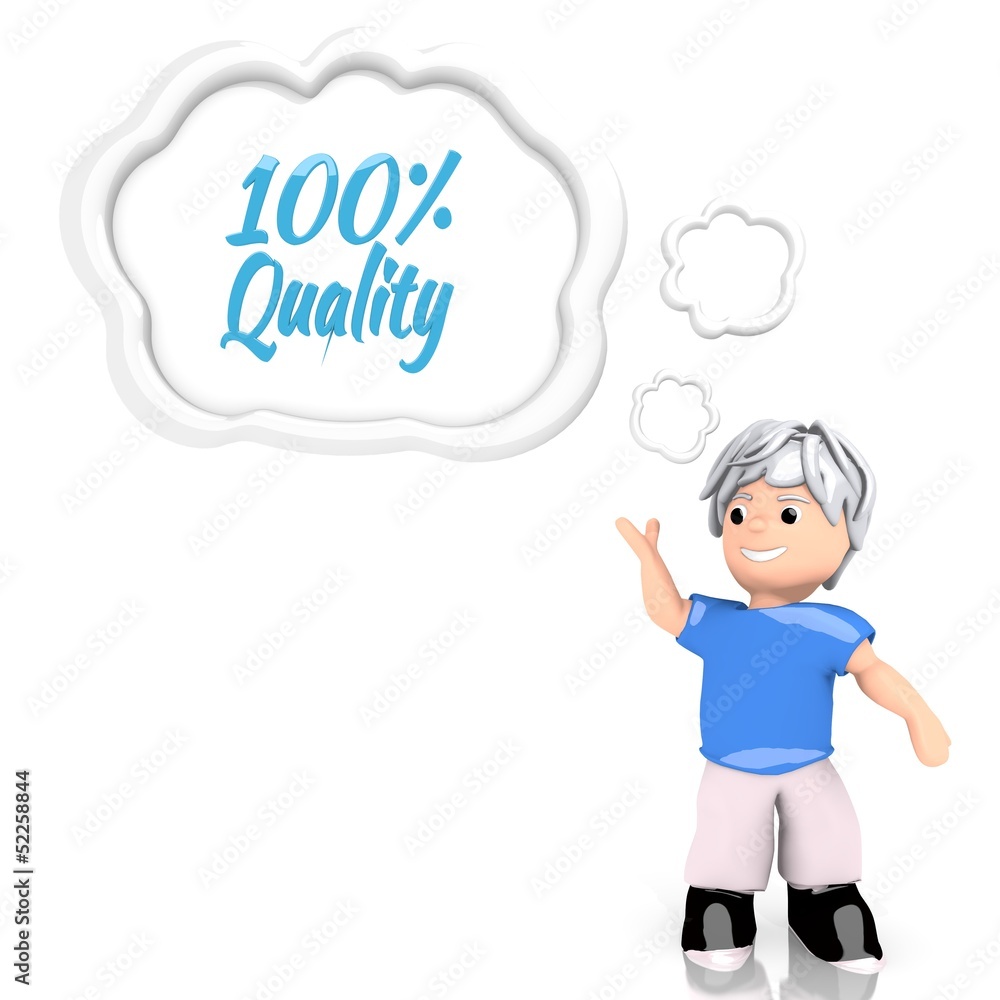 quality sign thought by a 3d character quality sign thought by a 3d character