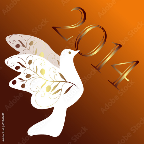 2014, silvester, sylvester, taube, weiß, neujahr, vektor