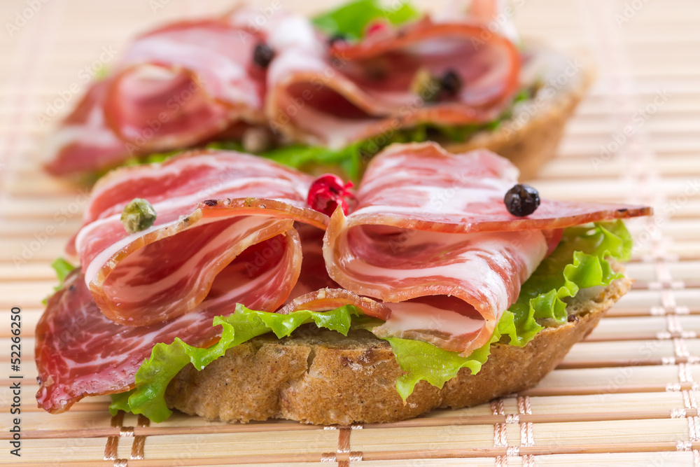 Canapes with ham Canapes with ham