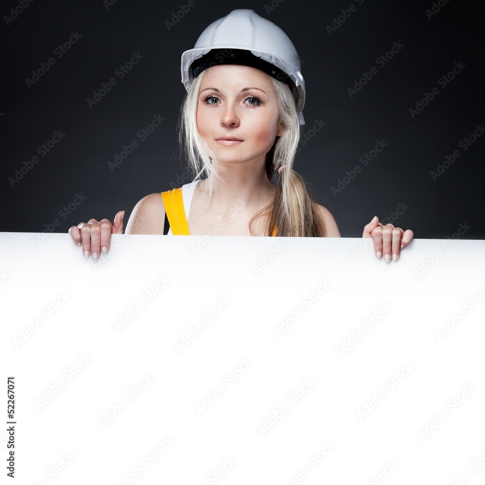 Young architect woman, empty frame Young architect woman, empty frame