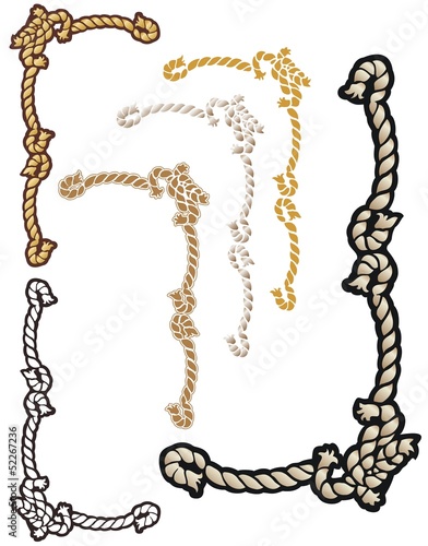 corner elements of knotted rope, with variations