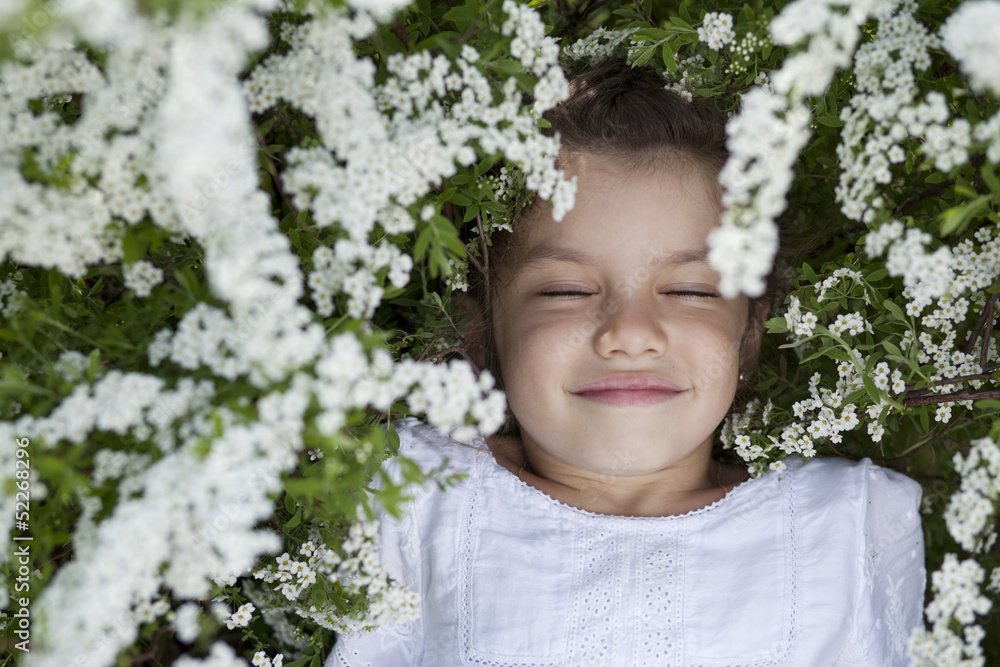 Little girl closed her eyes in pleasure Little girl closed her eyes in pleasure