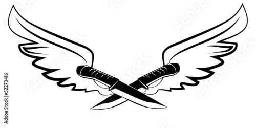 Tattoo knife and wings