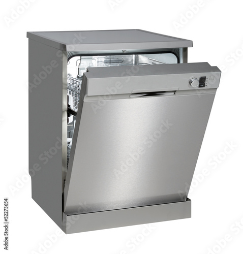 Freestanding dishwasher on white with clipping path. photo