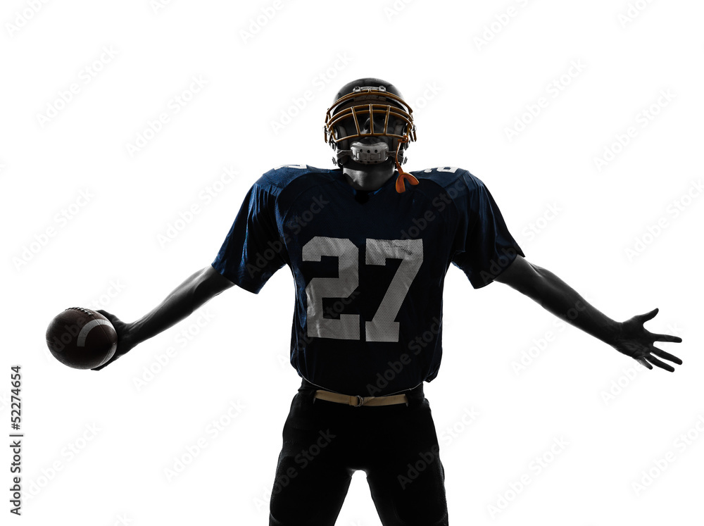 triumphant american football player man silhouette