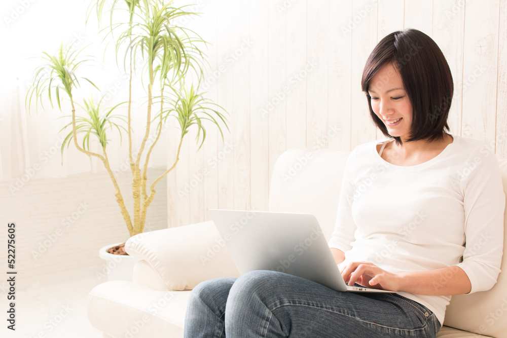 beautiful asian woman using laptop computer beautiful asian woman using laptop computer