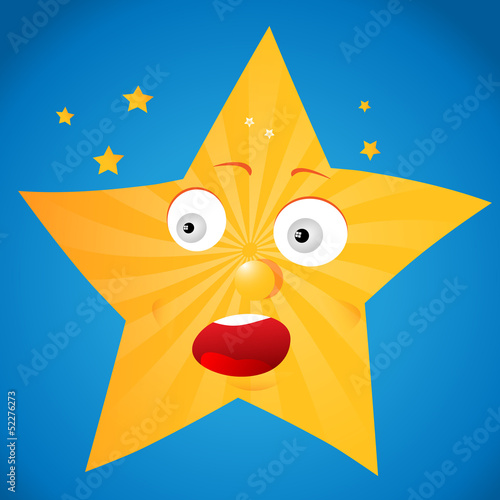 Comic Charakter erschrockener Stern