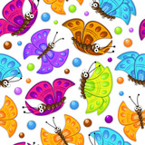 Seamless pattern with colorful butterflies.