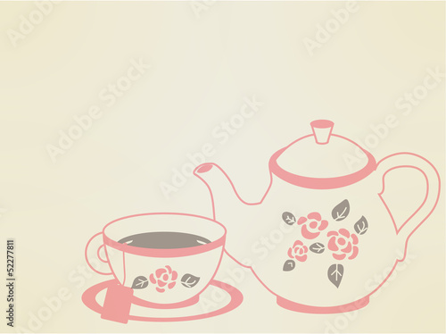 Vintage Tea Pot Set - Vector File EPS10