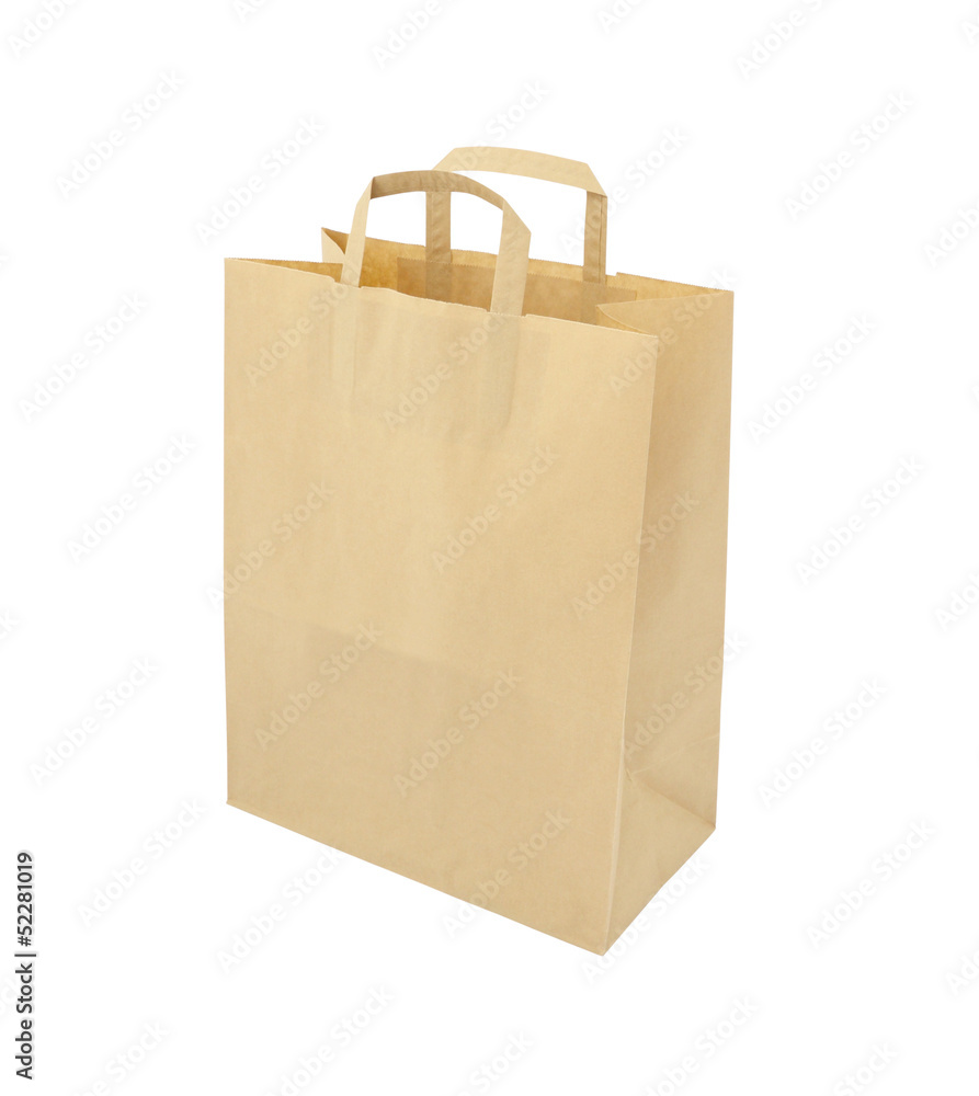 Side of paper brown bag on white background. Side of paper brown bag on white background.