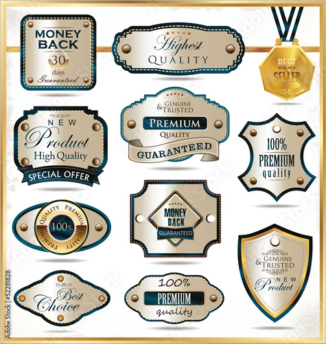 Luxury gold and red labels