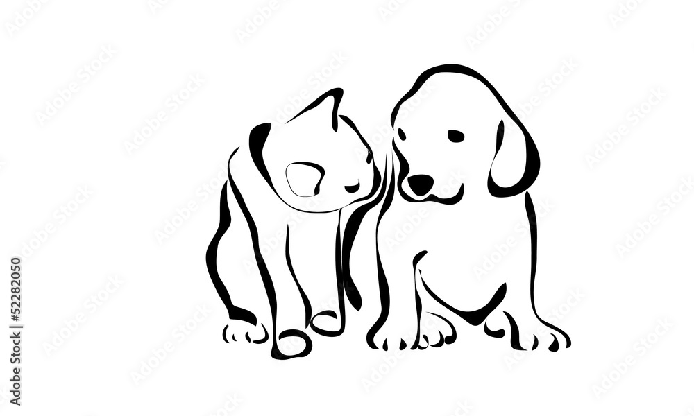 Obraz premium dog & cat in black