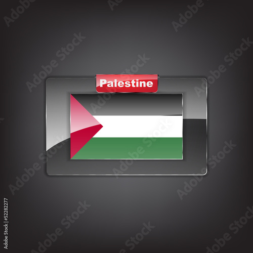 Glass button of the flag of Palestine