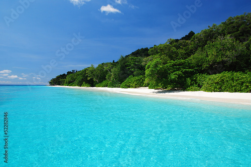 Beautiful blue sea  blue sky from tachai island in Thailand