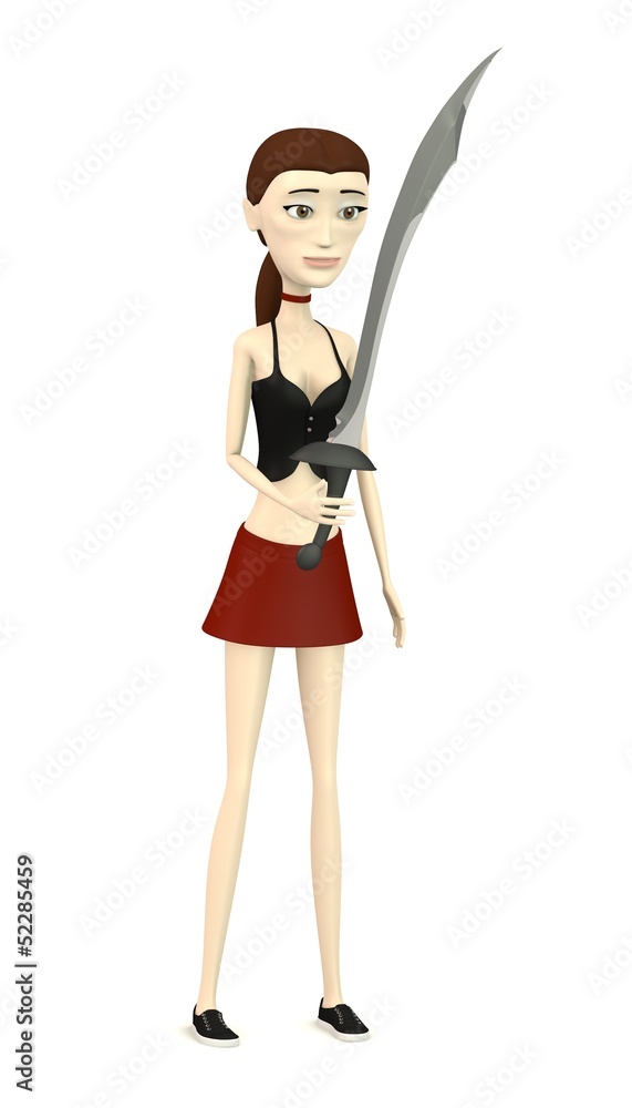 3d render of cartoon character with exotic sword 3d render of cartoon character with exotic sword