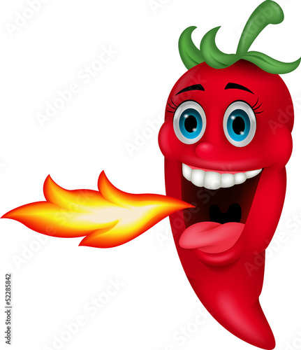 Chili Cartoon Character Breathing Fire