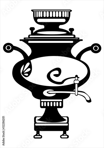 vector illustration samovar on white background