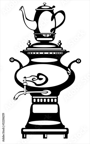 vector illustration samovar on white background