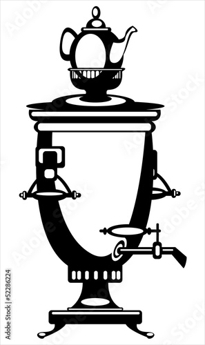 vector illustration samovar on white background