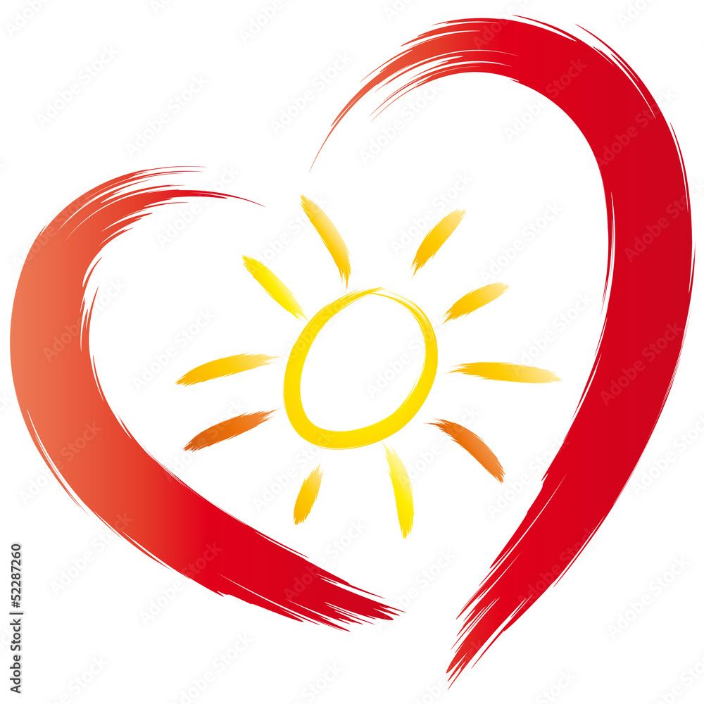 Die Sonne im Herzen tragen, Sonne mit Herz Adobe Stock