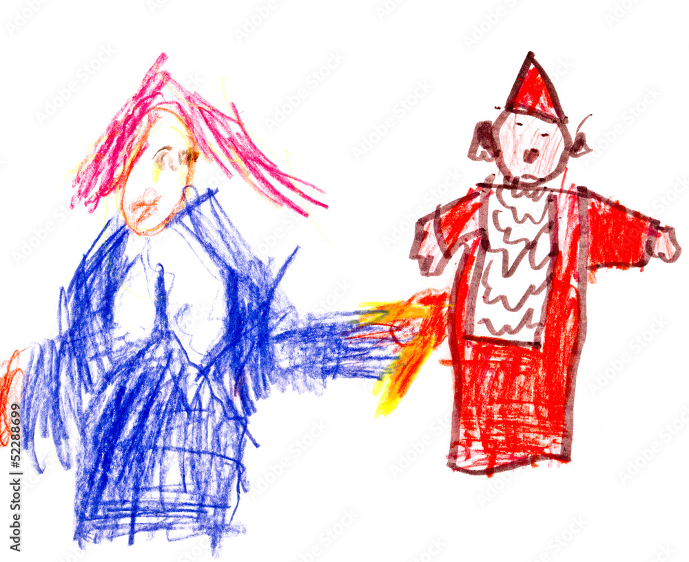 child's drawing - two clowns