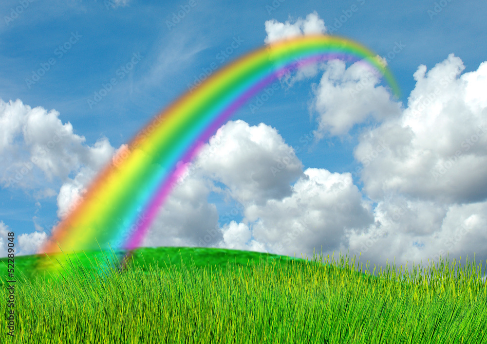 Rainbow in the blue sky