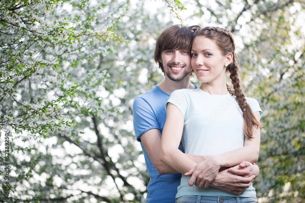 Fototapeta premium Young attractive couple together outdoors