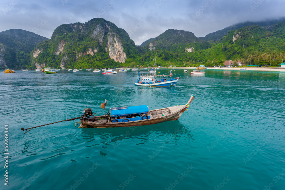 Thai boat on the island of Phi Phi