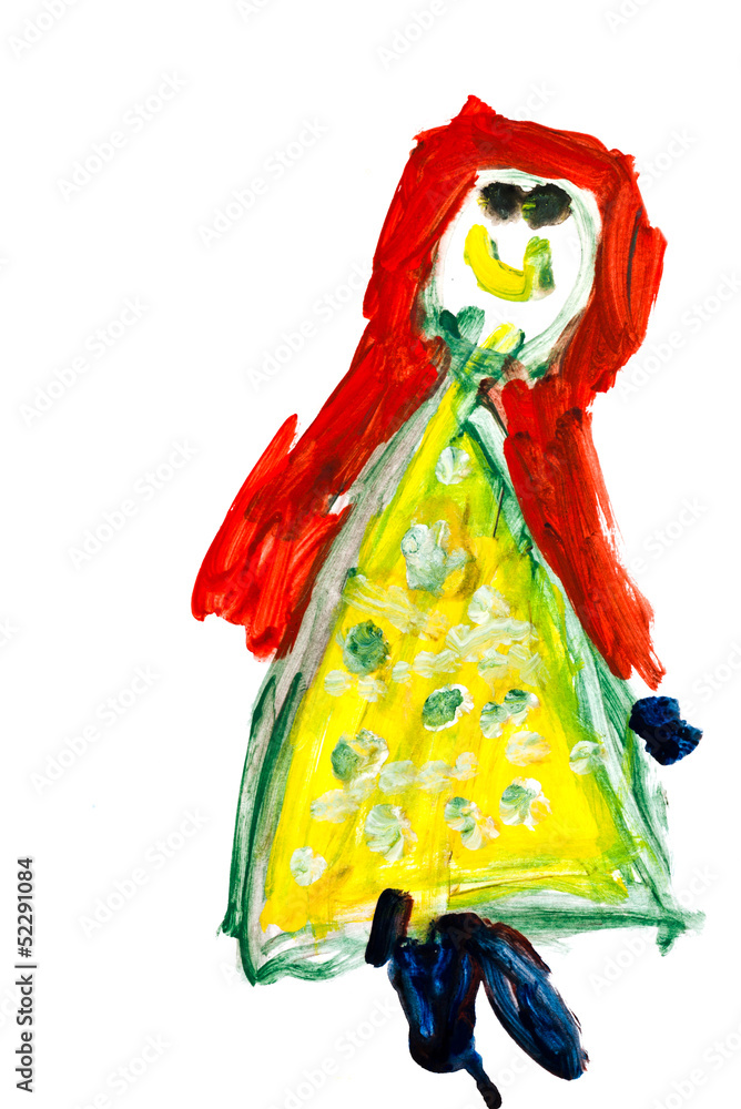 child's drawing - smiling girl